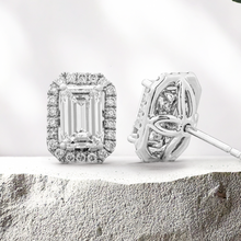 Load image into Gallery viewer, Lucce Montevalle Emerald Earrings 2.34CTW Lab Diamond IGI Platinum