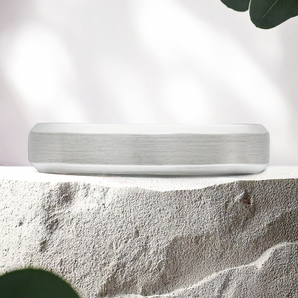 Lucce Greco Brushed 4mm 14K White Gold