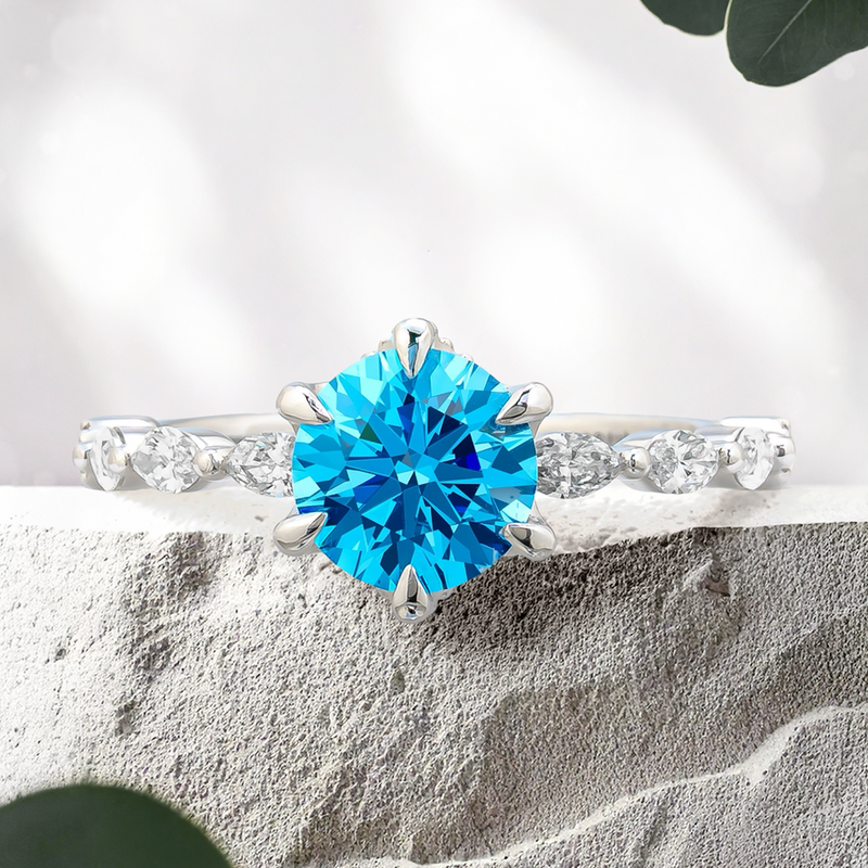 Lucce Paula Ocean Blue Lab Diamond 1.25ct Fancy Vivid Blue VS1 Id IGI Platinum