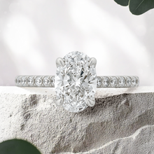 Load image into Gallery viewer, Lucce Azalea Pavé 4-Prong Oval Diamond
