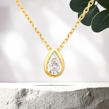 Load image into Gallery viewer, Lucce Carla Pear Necklace Lab Diamond 0.50ct D VVS2 Ex IGI 14K Yellow Gold