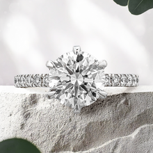 Load image into Gallery viewer, Lucce Lucia Pavé 6-Prong Round Lab Diamond 2.50ct D VS1 Id IGI 18K White Gold