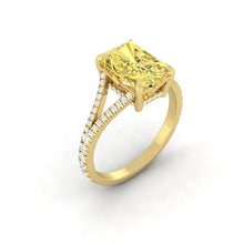 Load image into Gallery viewer, Lucce Lara Sunburst Radiant Lab Diamond 1.46ct Fancy Vivid Yellow VVS2 IGI 18K Yellow Gold