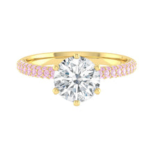 Load image into Gallery viewer, Lab Diamond Engagement Ring with pink diamonds in the band