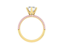 Load image into Gallery viewer, Lab Diamond Engagement Ring with pink diamonds in the band