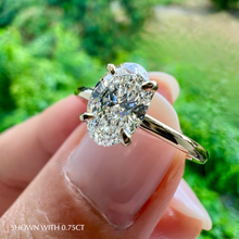 Load image into Gallery viewer, Oval Solitaire Diamond Engagement ring with Gold or Platinum band and petals Manila Philippines