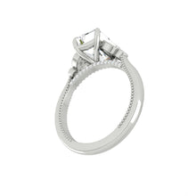 Load image into Gallery viewer, Radiant Diamond Engagement Rig with Marquise and Round cut and milgrain accent Band in Gold or Platinum, Manila, Philippines