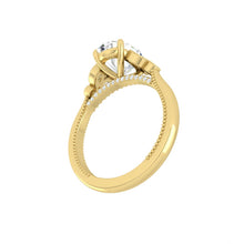 Load image into Gallery viewer, Oval Diamond Engagement Ring with Marquise and Round cut and milgrain accent Band in Gold or Platinum, Manila, Philippines
