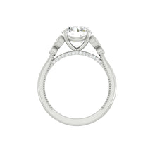 Load image into Gallery viewer, Round Diamond Engagement Ring with Marquise and Round cut and milgrain accent Band in Gold or Platinum, Manila, Philippines