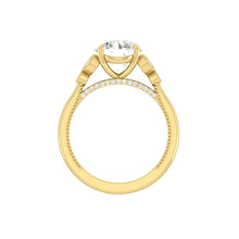 Load image into Gallery viewer, Round Diamond Engagement Ring with Marquise and Round cut and milgrain accent Band in Gold or Platinum, Manila, Philippines