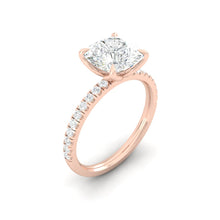 Load image into Gallery viewer, Cushion Diamond Engagement ring with  Pave Gold or Platinum band and petals Manila Philippines