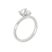 Load image into Gallery viewer, Cushion Diamond Engagement ring with  Pave Gold or Platinum band and petals Manila Philippines