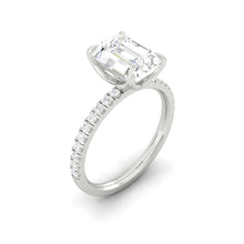 Load image into Gallery viewer, Emerald Diamond Engagement ring with  Pave Gold or Platinum band and petals Manila Philippines