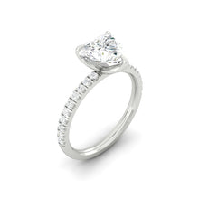 Load image into Gallery viewer, Heart Diamond Engagement ring with  Pave Gold or Platinum band and petals Manila Philippines