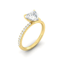 Load image into Gallery viewer, Heart Diamond Engagement ring with  Pave Gold or Platinum band and petals Manila Philippines