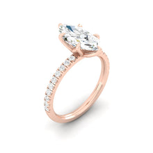 Load image into Gallery viewer, Marquise Diamond Engagement ring with  Pave Gold or Platinum band and petals Manila Philippines