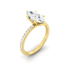 Load image into Gallery viewer, Marquise Diamond Engagement ring with  Pave Gold or Platinum band and petals Manila Philippines