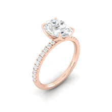 Load image into Gallery viewer, Oval Diamond Engagement ring with  Pave Gold or Platinum band and petals Manila Philippines