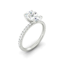 Load image into Gallery viewer, Oval Diamond Engagement ring with  Pave Gold or Platinum band and petals Manila Philippines