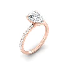 Load image into Gallery viewer, Pear Diamond Engagement ring with  Pave Gold or Platinum band and petals Manila Philippines