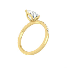 Load image into Gallery viewer, Pear Diamond Engagement ring with  Pave Gold or Platinum band and petals Manila Philippines