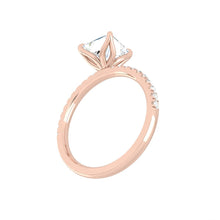 Load image into Gallery viewer, Princess Diamond Engagement ring with  Pave Gold or Platinum band and petals Manila Philippines