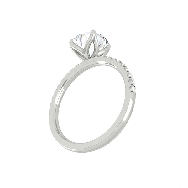 Lucce Lucia Pavé 4-Prong Round Moissanite