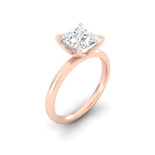 Load image into Gallery viewer, Princess Solitaire Diamond Engagement ring with Gold or Platinum band and petals Manila Philippines