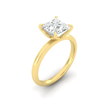 Load image into Gallery viewer, Princess Solitaire Diamond Engagement ring with Gold or Platinum band and petals Manila Philippines