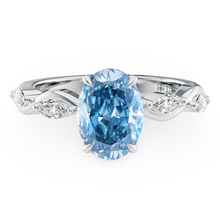 Load image into Gallery viewer, Lucce Constance Petal Oval 4-Prong Ocean Blue Diamond