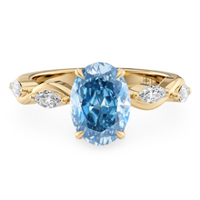 Load image into Gallery viewer, Lucce Constance Petal Oval 4-Prong Ocean Blue Diamond