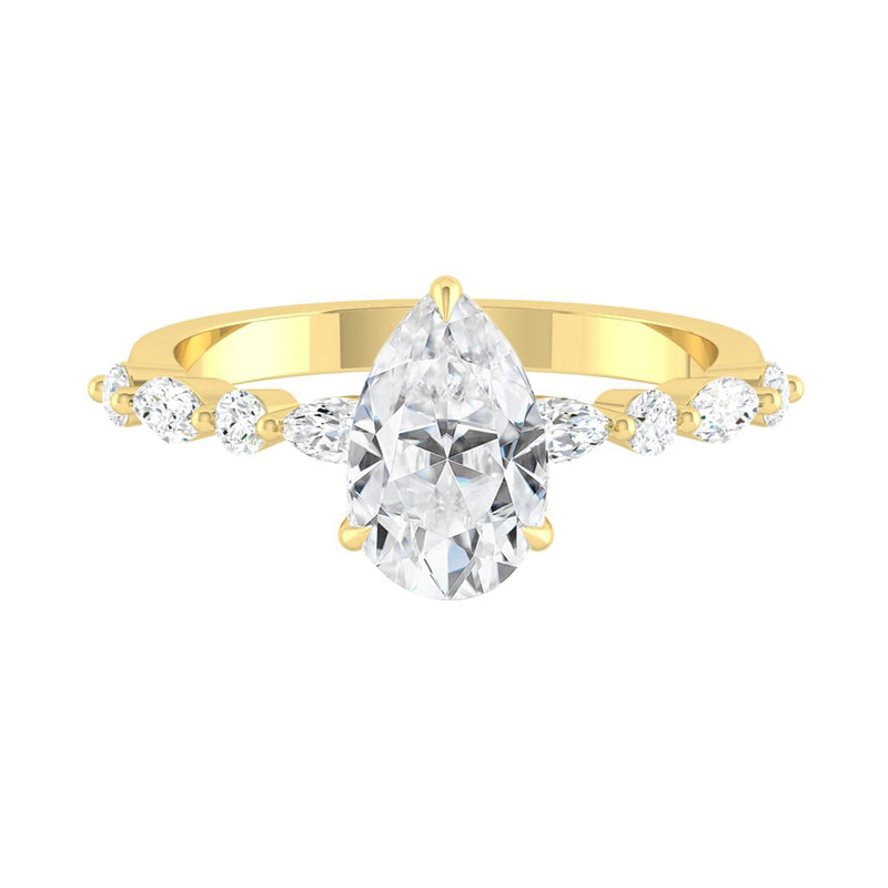 Lucce Paula Pear 1.50ct SUPERNOVA Moissanite 14K Yellow Gold
