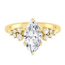 Load image into Gallery viewer, Marquise Diamond Cluster Engagement ring with Petal Prongs in Gold or Platinum, Manila Philippines