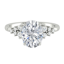 Load image into Gallery viewer, Oval Diamond Cluster Engagement ring with Petal Prongs in Gold or Platinum, Manila Philippines