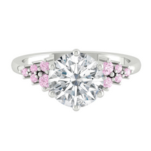 Load image into Gallery viewer, Round Pink Diamond Cluster Engagement ring with Petal Prongs in Gold or Platinum, Manila Philippines