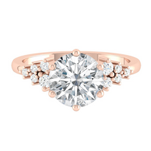 Load image into Gallery viewer, Diamond Cluster Engagement ring with Petal Prongs in Gold or Platinum, Manila Philippines
