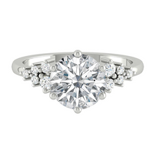 Load image into Gallery viewer, Round Diamond Cluster Engagement ring with Petal Prongs in Gold or Platinum, Manila Philippines
