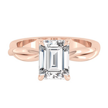 Load image into Gallery viewer, Emerald Lab Natural Diamond Engagement Ring with Twisting Gold Platinum band Philippines
