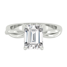 Load image into Gallery viewer, Emerald Lab Natural Diamond Engagement Ring with Twisting Gold Platinum band Philippines