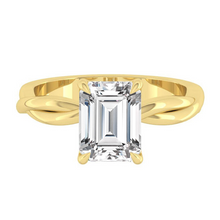 Load image into Gallery viewer, Emerald Lab Natural Diamond Engagement Ring with Twisting Gold Platinum band Philippines