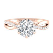 Load image into Gallery viewer, Round Lab Natural Diamond Engagement Ring with Infinity Gold Platinum band Philippines