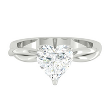 Load image into Gallery viewer, Heart Lab Natural Diamond Engagement Ring with Twisting Gold Platinum band Philippines