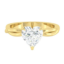 Load image into Gallery viewer, Heart Lab Natural Diamond Engagement Ring with Twisting Gold Platinum band Philippines