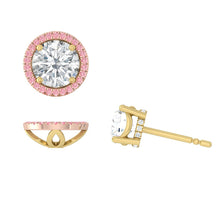 Load image into Gallery viewer, Montevalle Pavé Round Rosé Pink Earrings Moissanite