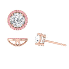 Load image into Gallery viewer, Montevalle Pavé Round Rosé Pink Earrings Moissanite