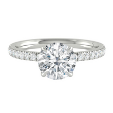 Load image into Gallery viewer, Round Diamond Engagement ring with Pave Gold or Platinum band and petals Manila Philippines