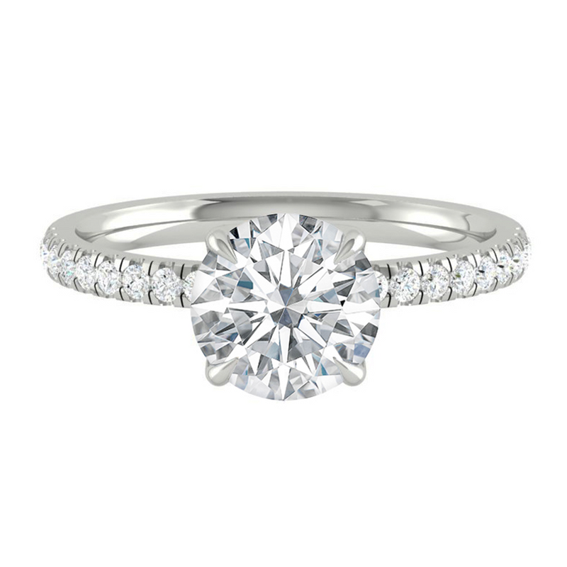 Round Diamond Engagement ring with Pave Gold or Platinum band and petals Manila Philippines