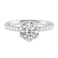 Load image into Gallery viewer, Round Diamond Engagement ring with Pave Gold or Platinum band and petals Manila Philippines