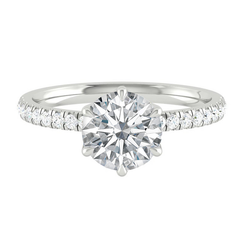 Round Diamond Engagement ring with Pave Gold or Platinum band and petals Manila Philippines