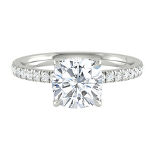 Load image into Gallery viewer, Cushion Diamond Engagement ring with  Pave Gold or Platinum band and petals Manila Philippines